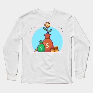 Sack of plant money with stock of coin cartoon Long Sleeve T-Shirt